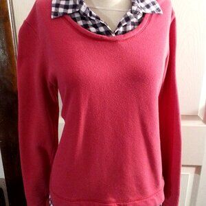 Valentine Day Style Hilfiger red & plaid red sweater. Great preloved. Size LARGE